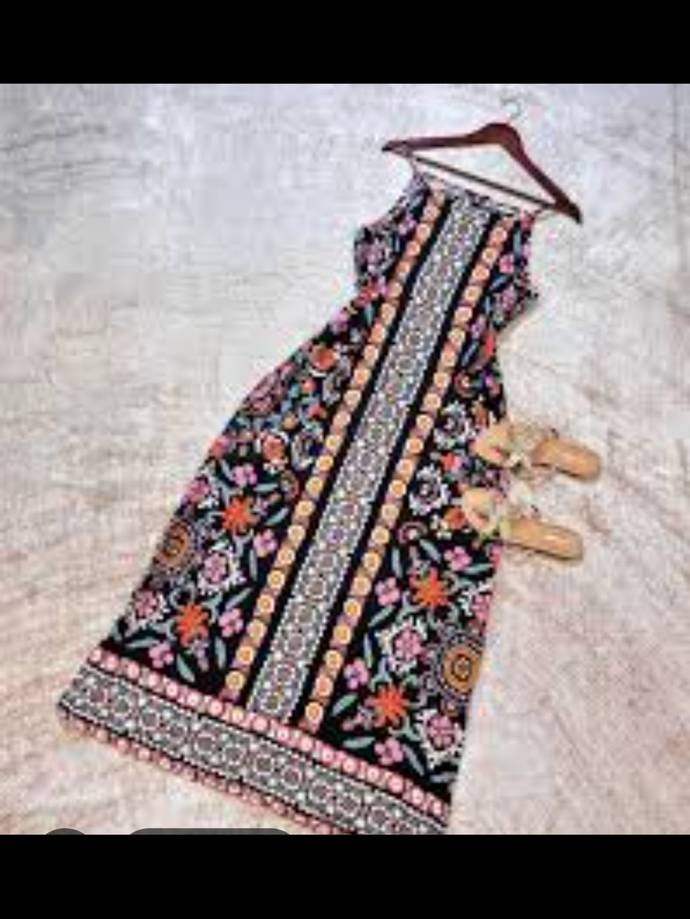 Vince Camuto Black Floral Border Maxi Dress